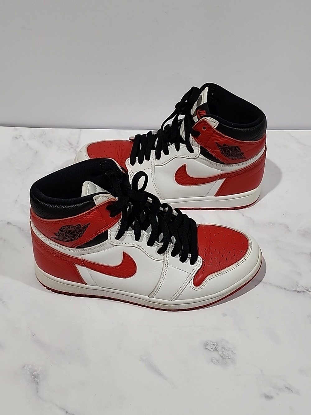 Nike Air Jordan 1 Red and White High-Top Sneakers